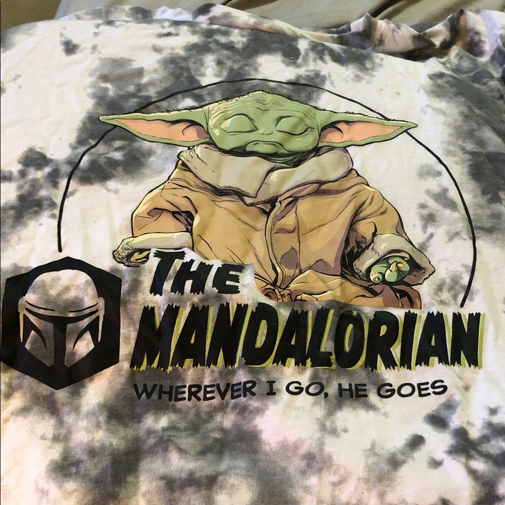 Star Wars The Mandalorian Tie-Dye Tee with Grogu - Green, Brown, Black